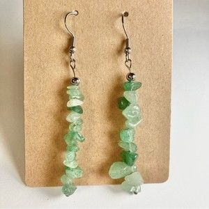 GREEN Aventurine Healing Crystal Stone Chip Dangle Earrings